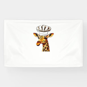 Chef Giraffe - Cute Giraffe In A Chef's Hat Giraff Banner
