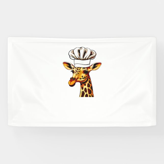Chef Giraffe - Cute Giraffe In A Chef's Hat Giraff Banner (Horizontal)
