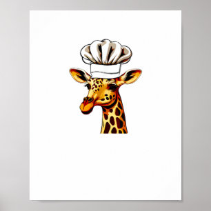 Chef Giraffe - Cute Giraffe In A Chef's Hat Giraff Poster