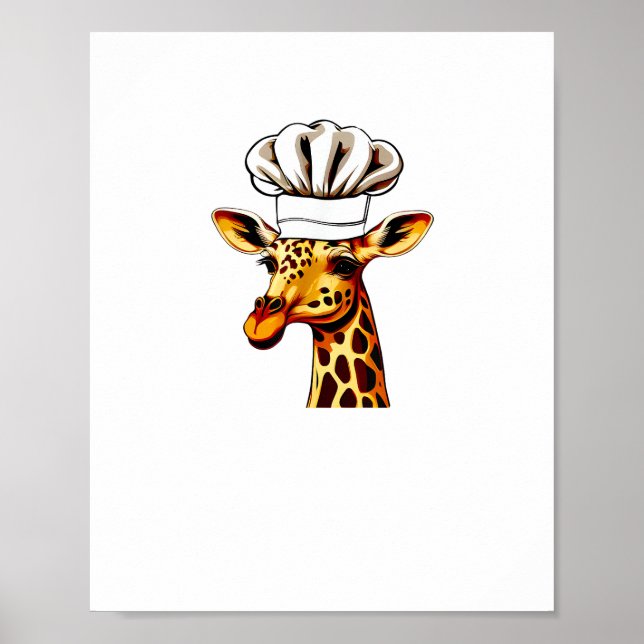 Chef Giraffe - Cute Giraffe In A Chef's Hat Giraff Poster (Front)