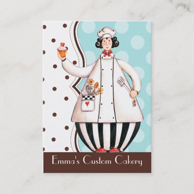 Chef Girl Bus. Card - Brown with Black Hair (Front)