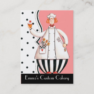 Chef Girl Cupcake Business Card - Red-Orange Hair