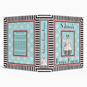 Chef Girl Recipe Keeper -Pink Trim with Black Hair Binder