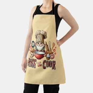 Chef Gnome Leopard Print Kiss The Cook Apron
