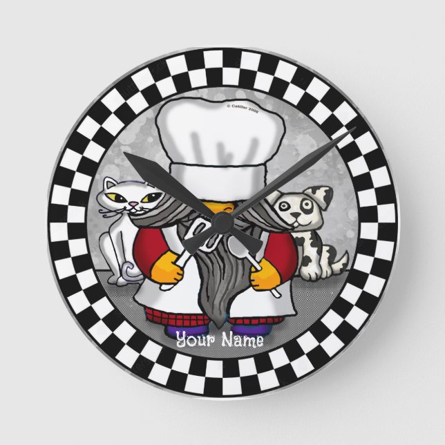 Chef gnome  round clock (Front)
