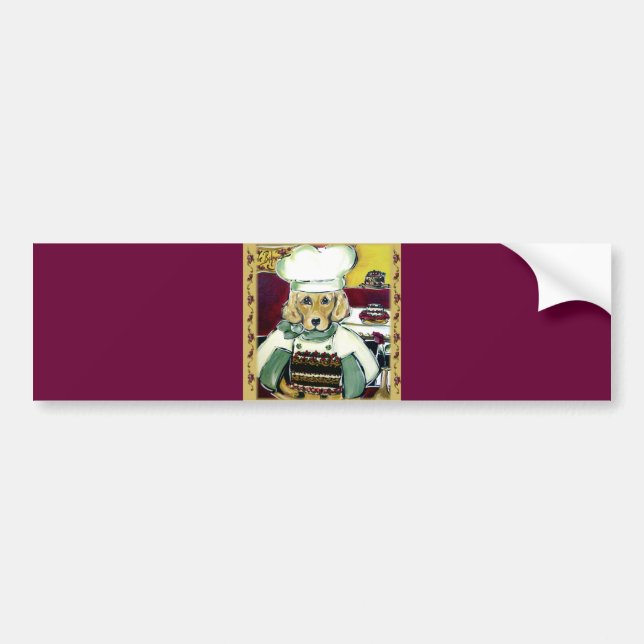 Chef Golden Retriever Bumper Sticker (Front)