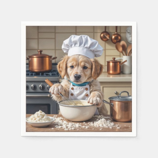 Chef Golden Retriever Puppy  Napkin (Front)