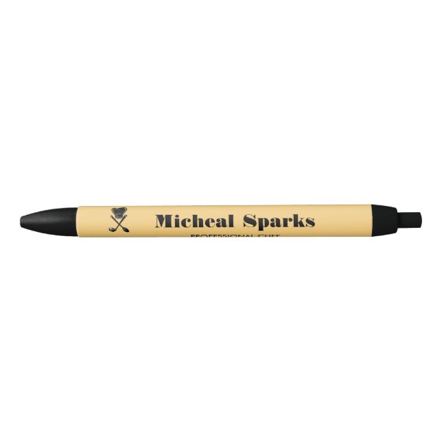 Chef hat and spoons silhouette beige black ink pen (Front)
