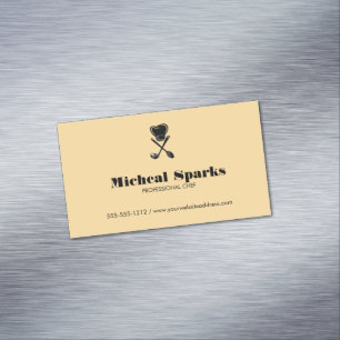 Chef hat and spoons silhouette beige 	Magnetic business card