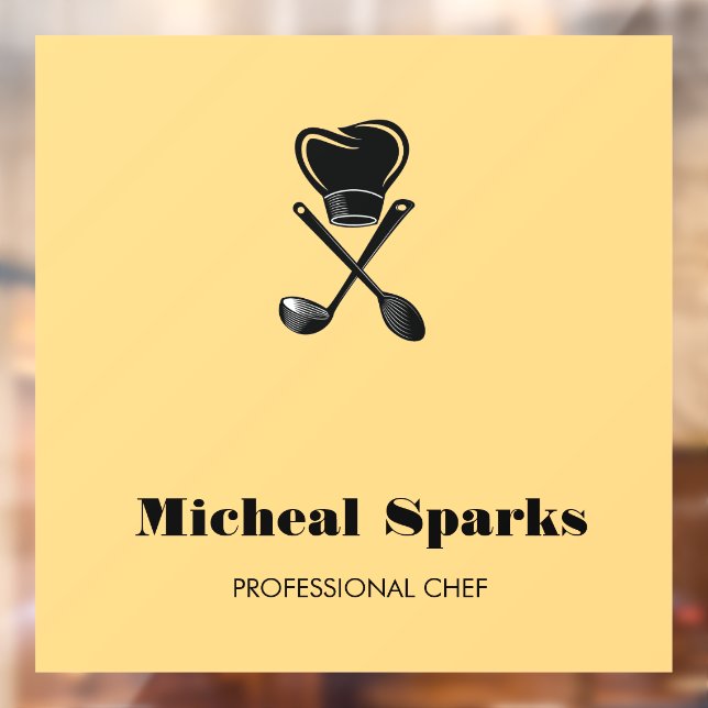 Chef hat and spoons silhouette beige window cling (Sheet 2)