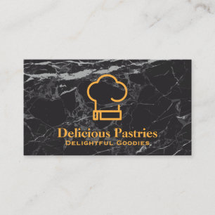 Chef Hat Black Marble Background Business Card