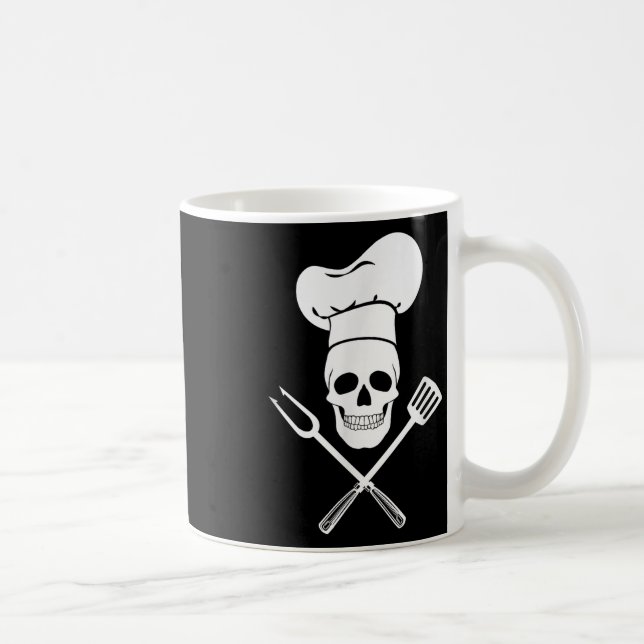 Chef Hat Cook Skull Kitchen Bbq Barbecue Tools  Coffee Mug (Right)