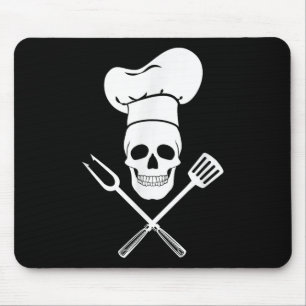 Chef Hat Cook Skull Kitchen Bbq Barbecue Tools Mouse Pad
