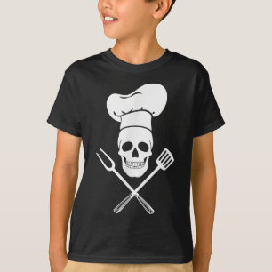 Chef Hat Cook Skull Kitchen Bbq Barbecue Tools  T-Shirt