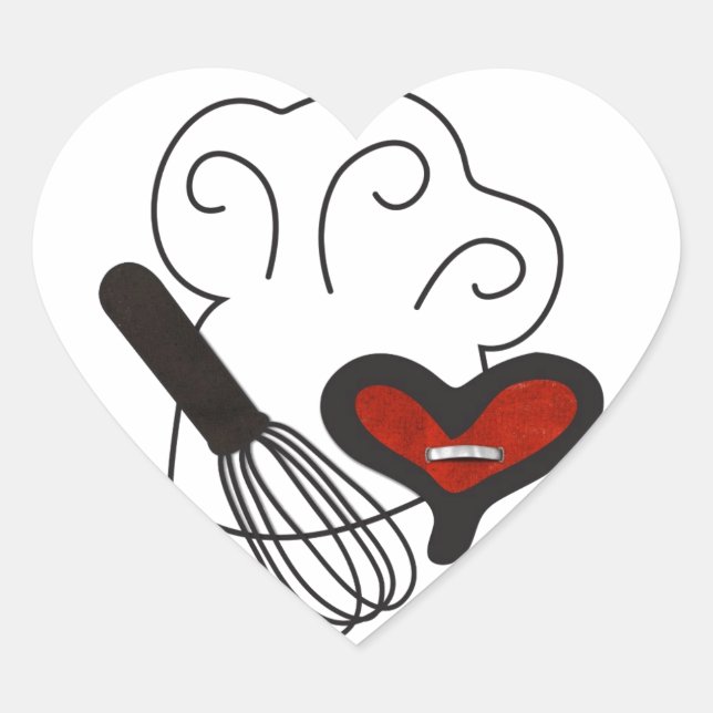 Chef hat cooking love heart sticker (Front)