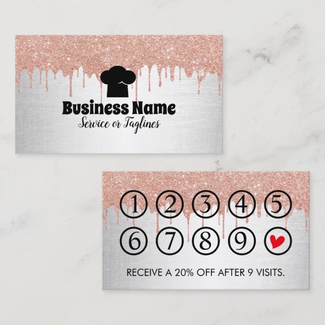 Chef Hat Cupcake Bakery Modern Drips Loyalty Punch (Front/Back)
