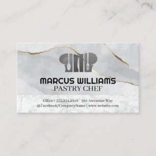 Chef Hat Dinnerware Marble Business Card