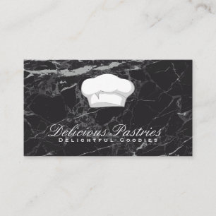 Chef Hat Elegant Black Marble Business Card