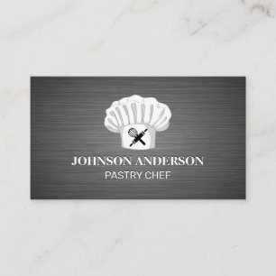 Chef Hat Rolling Pin and Whisk Metal Background Loyalty Card