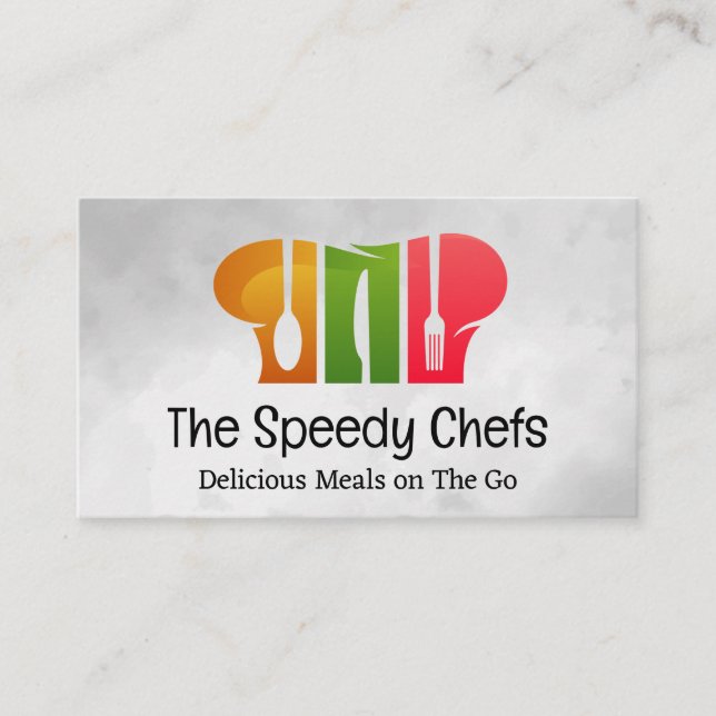 Chef Hat Silverware Logo Business Card (Front)