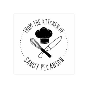 Chef hat utensils personalized from the kitchen of rubber stamp
