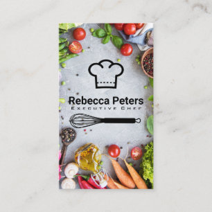 Chef Hat   Whisk   Fresh Vegetables Business Card