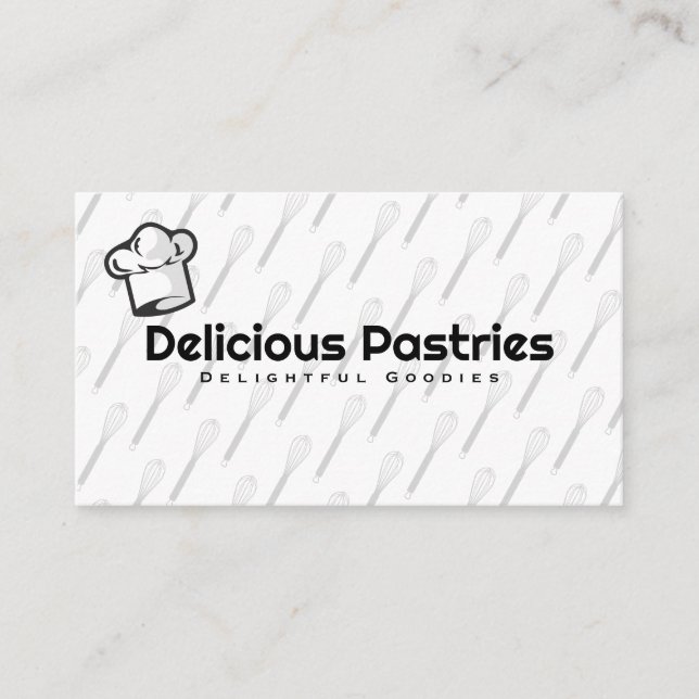 Chef Hat | Whisk Pattern Business Card (Front)