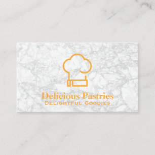 Chef Hat White Marble Background Business Card