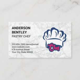 Chef Hat White Marble Business Card