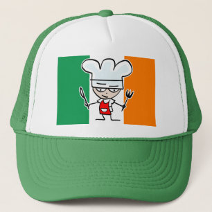 Chef hat with Irish flag and cool cartoon