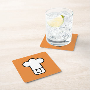 Chef Head Square Paper Coaster