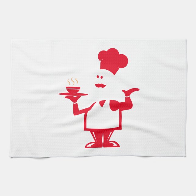 Chef holding a bowl of soup kitchen towel (Horizontal)