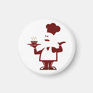 Chef holding a bowl of soup magnet
