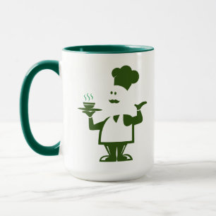 Chef holding a bowl of soup mug