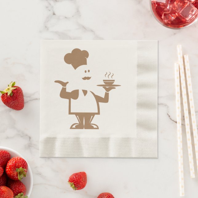 Chef holding a bowl of soup napkin (Insitu)