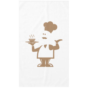 Chef holding a bowl of soup tablecloth