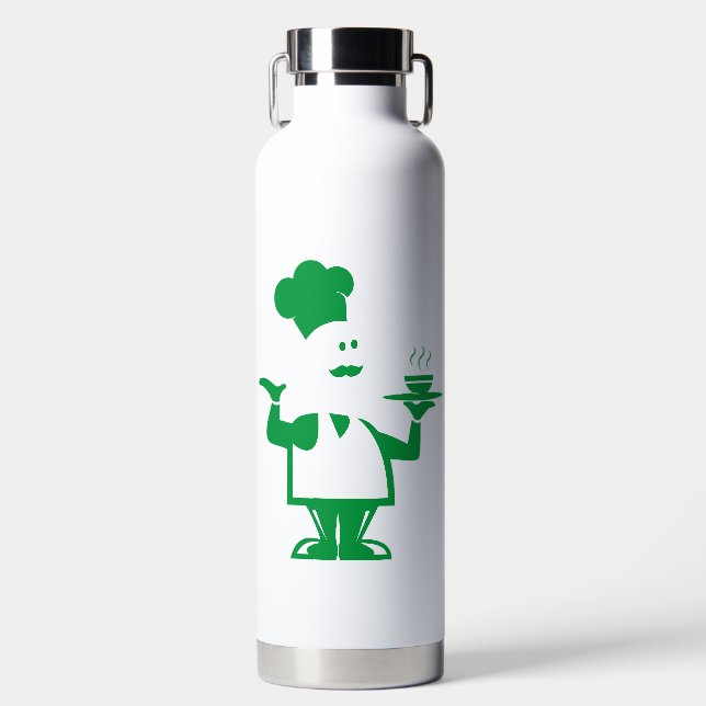 Chef holding a bowl of soup water bottle (Front)