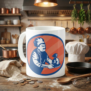 Chef Holding Money Bag Restaurant Finance  Coffee Mug