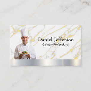 Chef Holding up Plated Dish Culinary Business Card