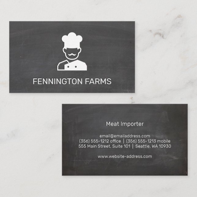 Chef Icon | Chalkboard Background Business Card (Front/Back)