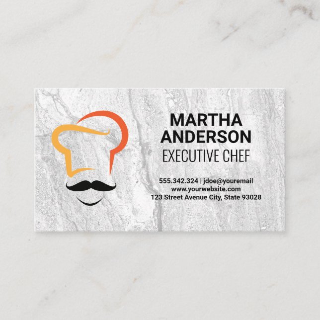 Chef Icon | Rock Texture Background Business Card (Front)