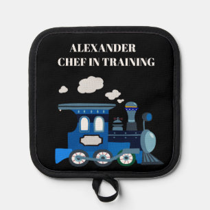 Chef in Training Black and Blue Pot Holder