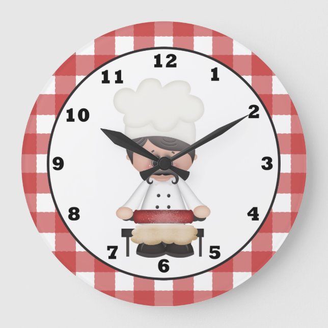 Chef italien Cartoon cuisine murale horloge (Recto)
