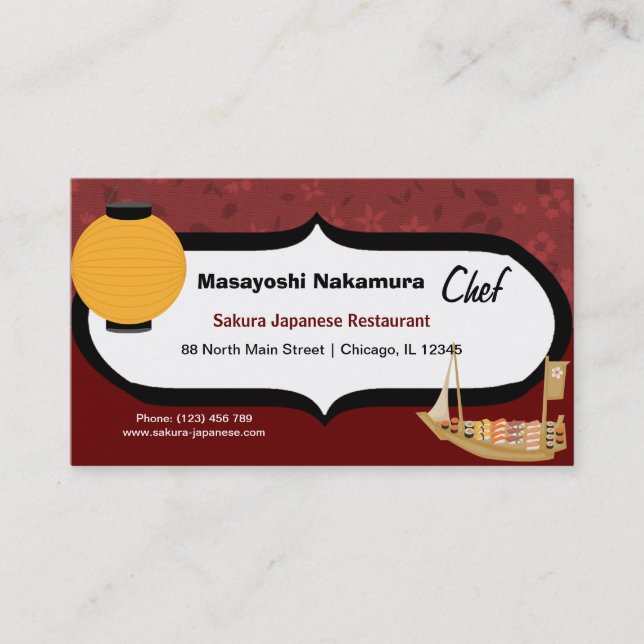 Chef Japanese Restaurant Business Card (Front)