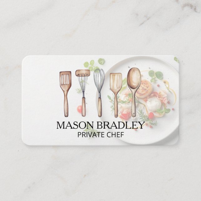 Chef | Kitchen Tools | Plated Food Business Card (Front)