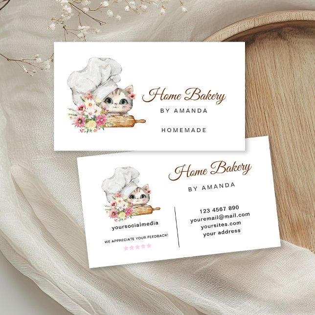 Chef Kitten Bakery  Business Card (Creator Uploaded)