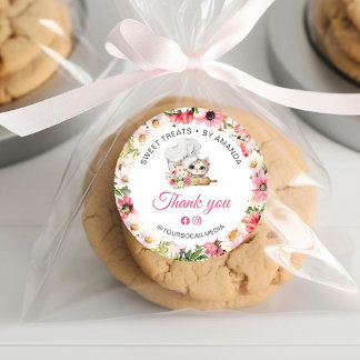 Chef Kitten Bakery Thank you Classic Round Sticker