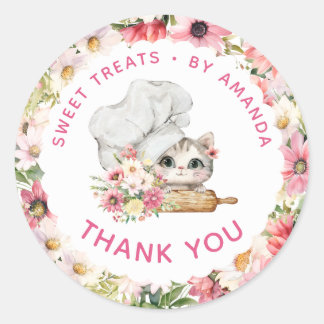 Chef Kitten Bakery Thank you Classic Round Sticker