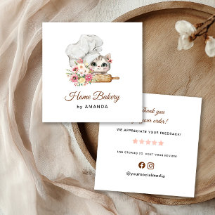Chef Kitten Thank you Square Business Card