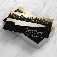 Chef Knife Catering Restaurant Modern Black & Gold